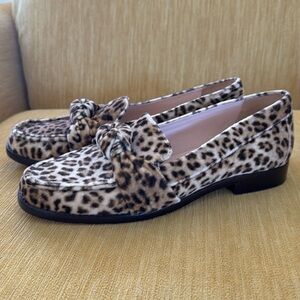 EUC Loeffler Randall Elina Twisted Knot Velvet Leopard Print Loafers 8.5B